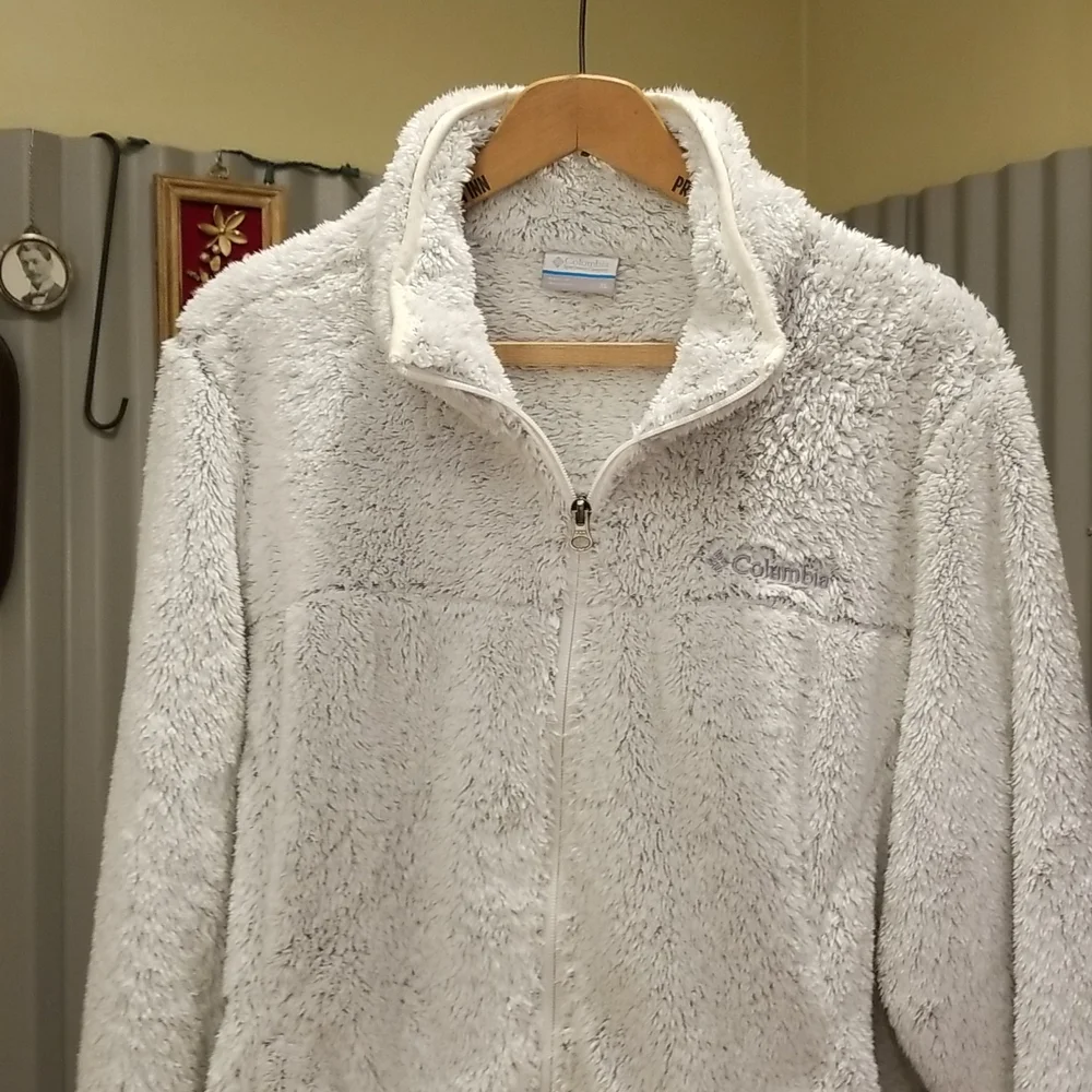 Columbia XL women's plush fleece jacket full zip 2 pockets polyester Like new - Picture 3 of 10
